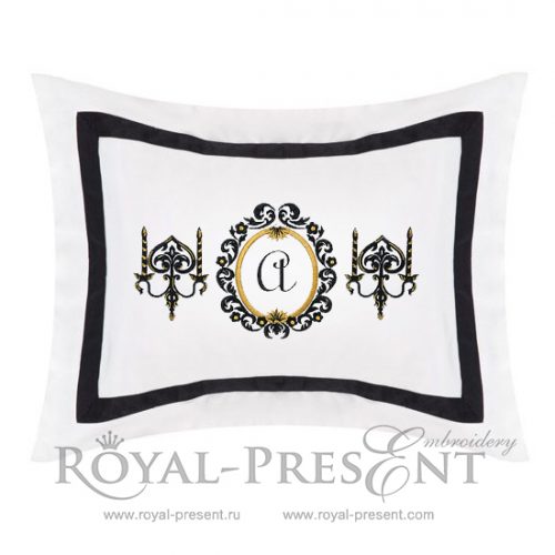 Machine Embroidery Design Blank Monogram and chandeliers