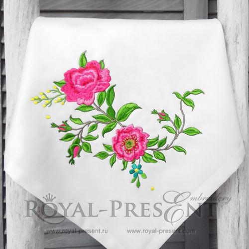 Machine Embroidery Design Corner Climbing Roses - 2 sizes