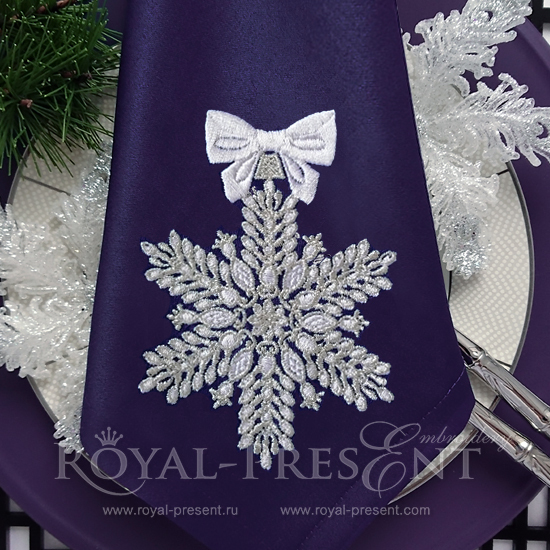 Machine Embroidery Design Christmas snowflake with rubies - 7 sizes Machine Embroidery Design Christmas snowflake with rubies - 7 sizes