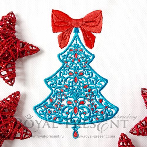 Machine Embroidery Design Christmas tree with rubies Machine Embroidery Design Christmas tree with rubies - 7 sizes
