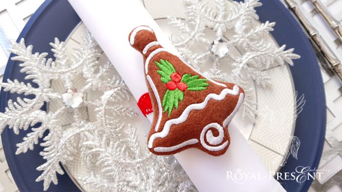 In The Hoop Machine Embroidery Design Gingerbread Bell Free