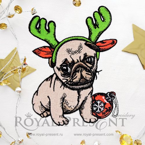 Lovely New Year's Puppy Machine Embroidery Design Lovely New Year's Puppy Machine Embroidery Design