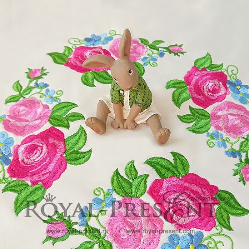 Machine Embroidery Design Lovely Pink Roses