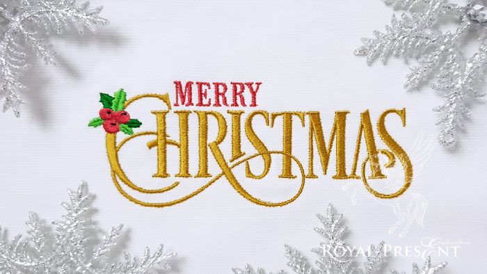 Merry Christmas inscription Machine Embroidery Design