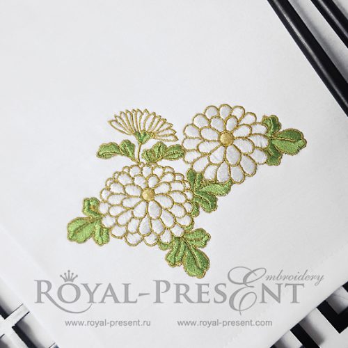 Machine Embroidery Design White chrysanthemums Machine Embroidery Design White chrysanthemums