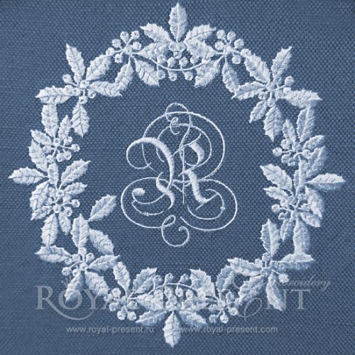 Machine Embroidery Design White Christmas Wreath