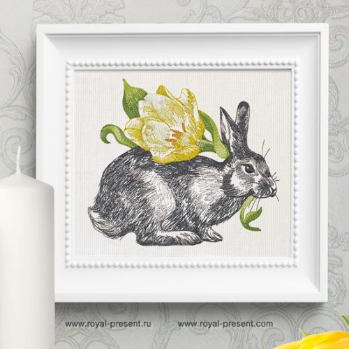 Spring Bunny Embroidery Design