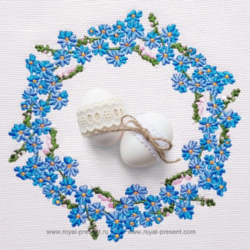 Forget-me-nots Wreath Machine Embroidery Design - 3 sizes Forget-me-nots Wreath Machine Embroidery Design - 3 sizes