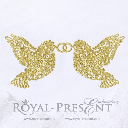 Machine Embroidery Design Wedding pigeons