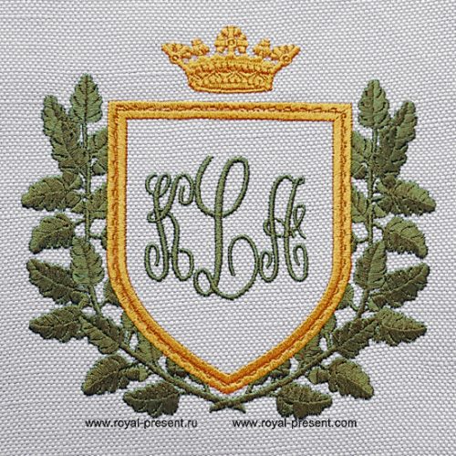 Heraldic Monogram Frame Embroidery Design - 5 sizes Heraldic Monogram Frame Embroidery Design