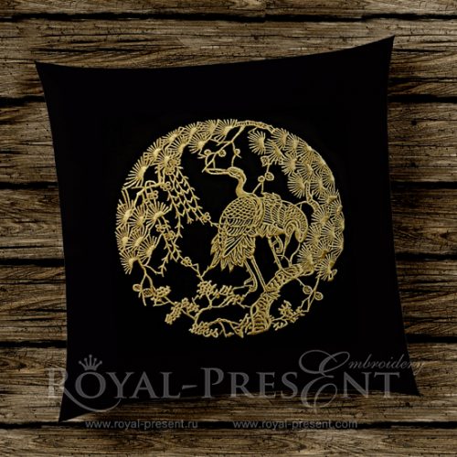 Traditional Chinese Machine embroidery design Herons