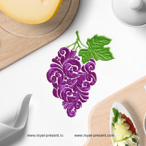 Ornate Machine Embroidery Design Branch grapes - 2 sizes