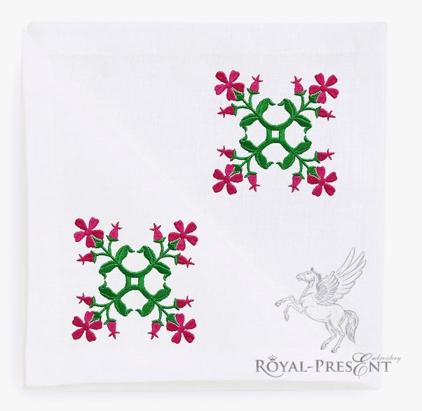 Floral Quilt Block Embroidery Pattern Floral Quilt Block Embroidery Pattern
