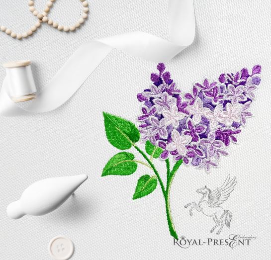 Machine Embroidery Design Lilac Branch - 2 sizes Machine Embroidery Design Lilac Branch - 2 sizes