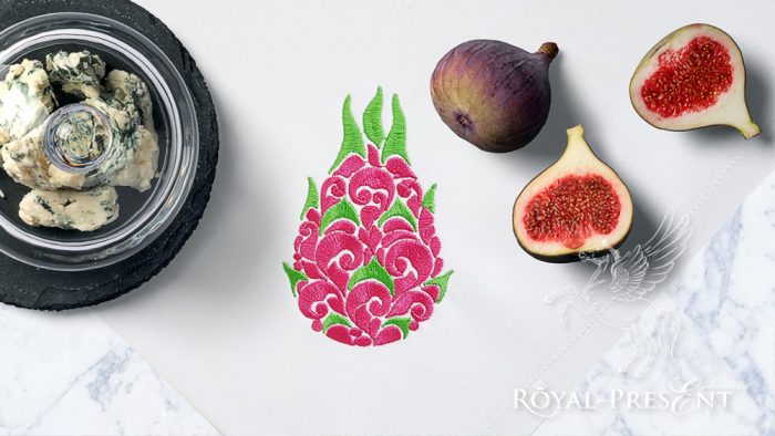 Ornate Dragon Fruit machine embroidery design