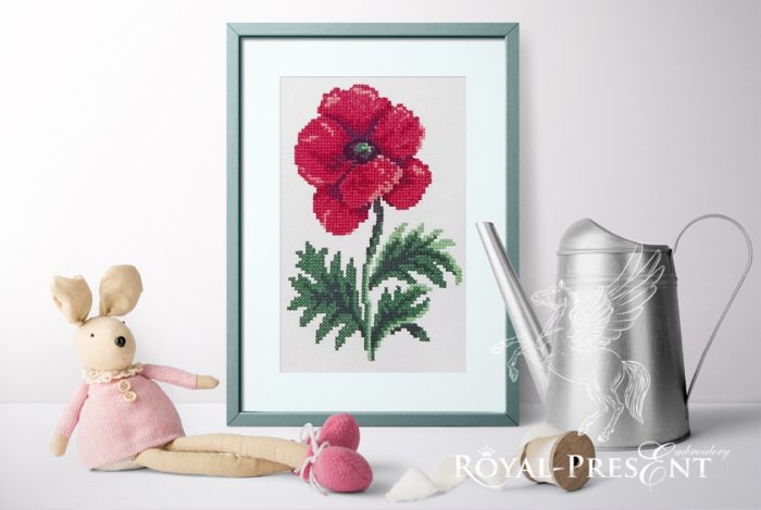 Cross-stitch Machine Embroidery Design Red poppy Cross-stitch Machine Embroidery Design Red poppy