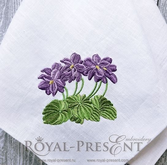 Violet flowers machine embroidery design