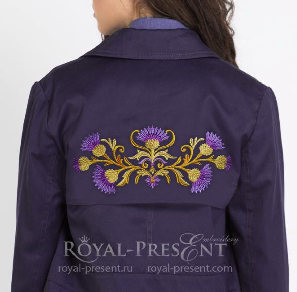 Golden thistles border Machine Embroidery Design - 7 sizes