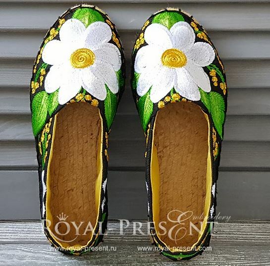 Daisies Espadrilles Machine Embroidery Pattern Daisies Espadrilles Machine Embroidery Pattern