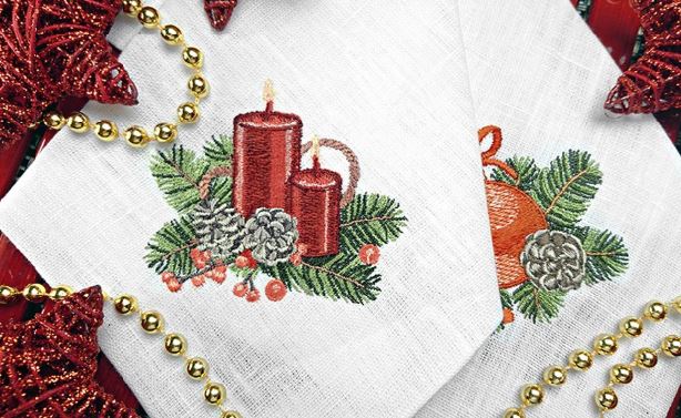 Machine Embroidery Design Vintage Christmas candles - 3 sizes Machine Embroidery Design Vintage Christmas candles - 3 sizes