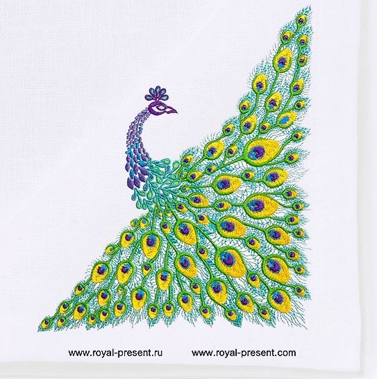 Peacock Corner Machine Embroidery Design