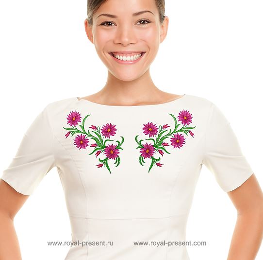 Pink flowers Machine Embroidery Design