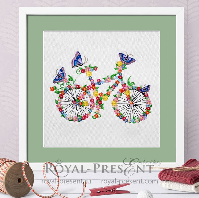 Flower bicycle Machine Embroidery Design - 5 sizes Flower bicycle Machine Embroidery Design - 5 sizes