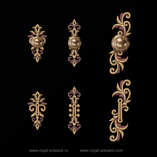 Three Baroque buttonholes Machine Embroidery Designs