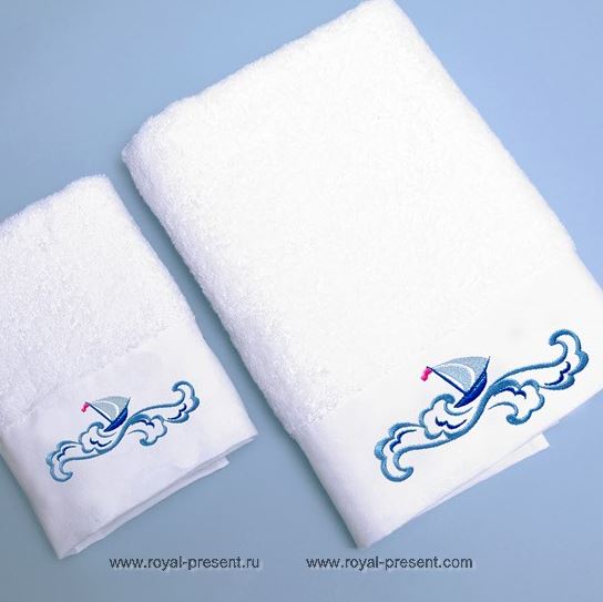 Machine Embroidery Design Boat on the waves Machine Embroidery Design Boat on the waves - 3 sizes