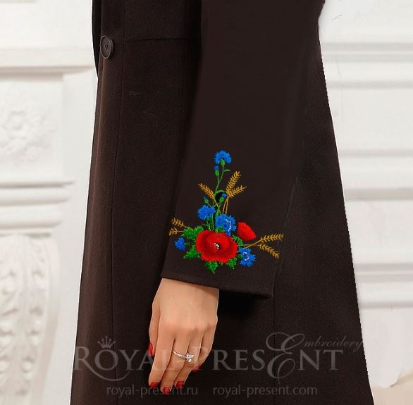 Estonian Machine Embroidery Design Bouquet of poppies