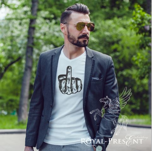 Middle finger Machine Embroidery Design