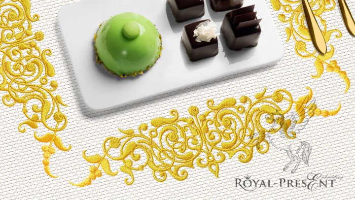 Filigree decorative border embroidery design - 5 sizes