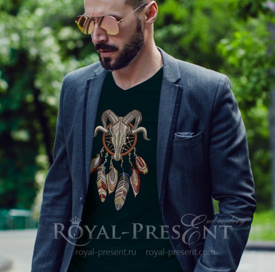 Dream-catcher Skull Cow Machine Embroidery Design