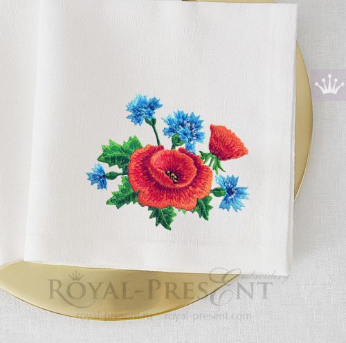 Machine Embroidery Design Poppies and Cornflowers Machine Embroidery Design Poppies and Cornflowers