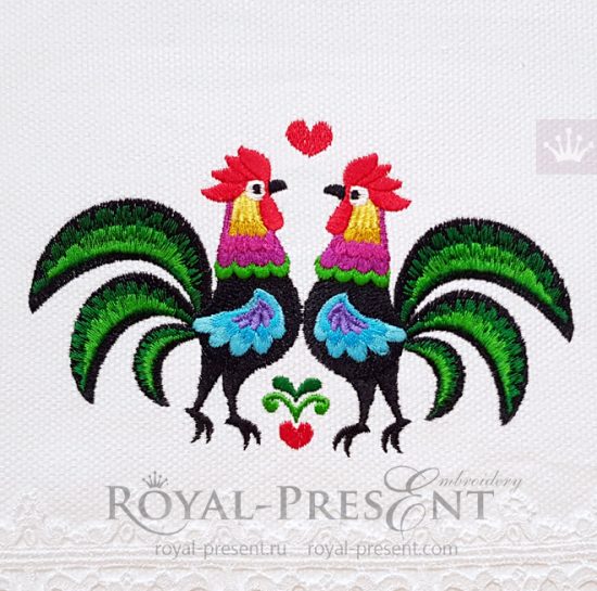 Polish Roosters Machine Embroidery Design Polish Roosters Machine Embroidery Design