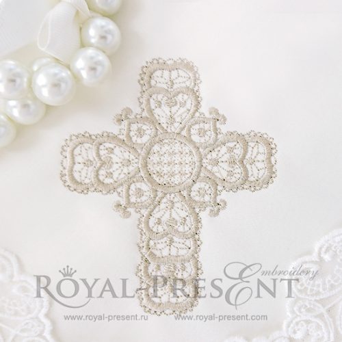 Machine Embroidery Design Beige Lace Cross Machine Embroidery Design Beige Lace Cross