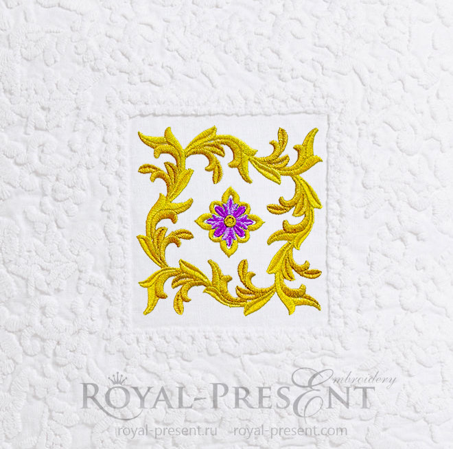 Ornamental Gold Leaf Machine Embroidery Design – 2 sizes Ornamental Gold Leaf Machine Embroidery Design