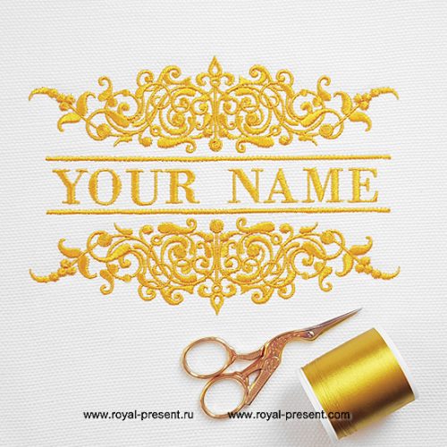 Split monogram ornamental border embroidery design Split monogram ornamental border embroidery design