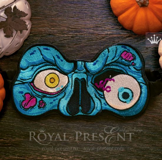 ITH Machine Embroidery Design Sleep Mask Zombie Halloween ITH Machine Embroidery Design Sleep Mask Zombie Halloween