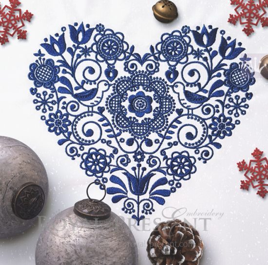 Scandinavian Heart Machine Embroidery Design