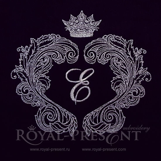 Silver baroque frame Embroidery Design - 3 sizes