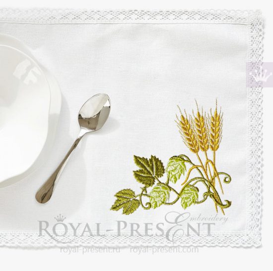 Corner Embroidery Design Hop and barley Corner Embroidery Design Hop and barley