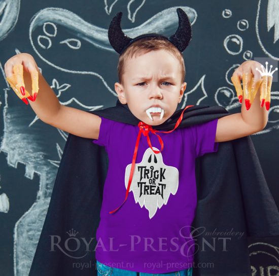 Trick or Treat Halloween Ghost Applique Machine Embroidery Design Trick or Treat Halloween Ghost Applique Machine Embroidery Design