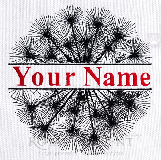 Machine Embroidery Design Dandelion Split Name Frame