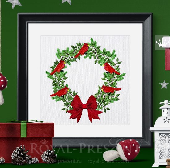Christmas Festive Wreath Machine Embroidery Design Christmas Festive Wreath Machine Embroidery Design