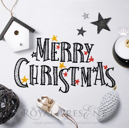 Merry Christmas inscription Embroidery Design Merry Christmas inscription Embroidery Design