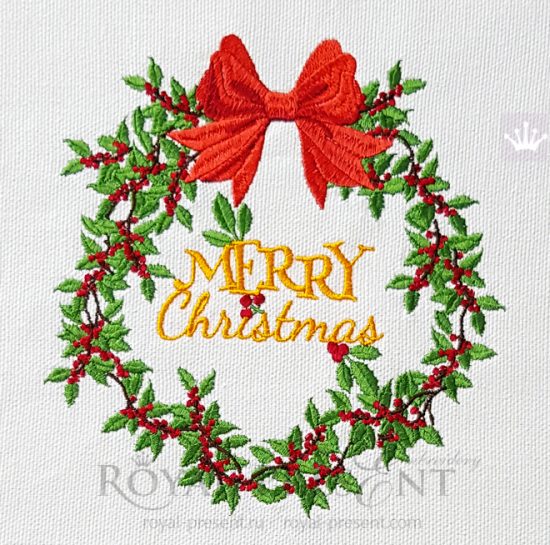 Christmas mistletoe Wreath Machine embroidery design Christmas mistletoe Wreath Machine embroidery design