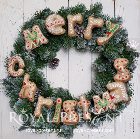 Merry Christmas Gingerbread Inscription ITH Machine Embroidery Designs Merry Christmas Gingerbread Inscription ITH Machine Embroidery Designs