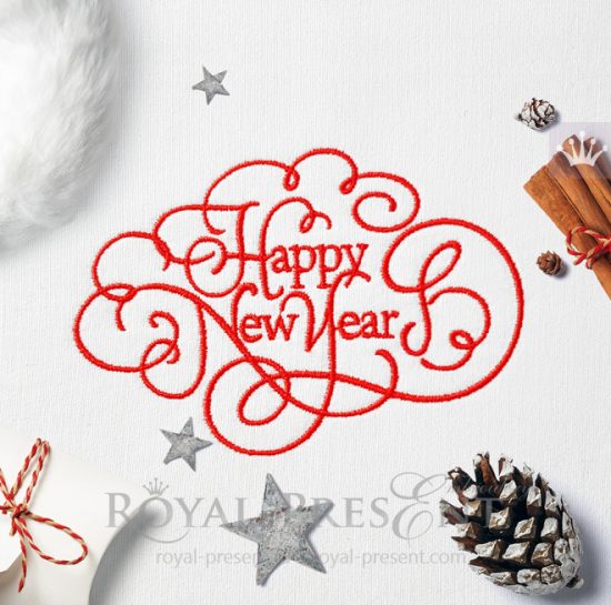 Happy New Year Inscription Machine Embroidery Design Happy New Year Inscription Machine Embroidery Design