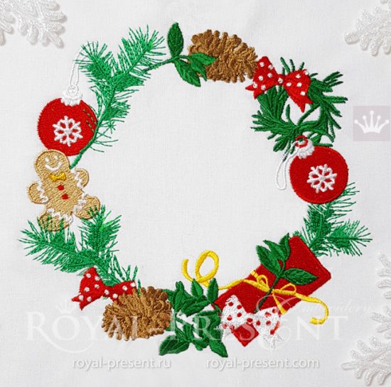 Holiday Wreath Machine Embroidery Design Holiday Wreath Machine Embroidery Design